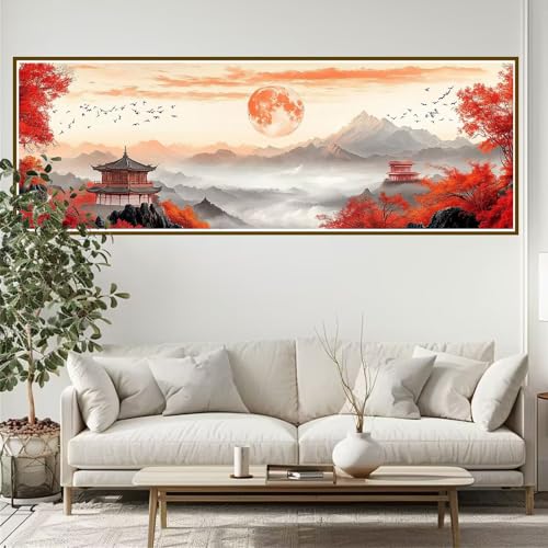 Diamond Painting Erwachsene Landschaft Diamant Painting Bilder Kinder Japan Diamond Painting Runden Diamant 180 x 60 cm DIY Daiments Malerei Groß Bastelset für Wohnzimmer und Schlafzimmer Wanddeko H-1 von JIANFREY