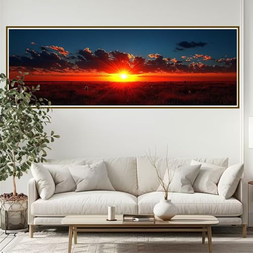 Diamond Painting Erwachsene Landschaft Diamant Painting Bilder Sonnenuntergang Diamond Painting Runden Diamant 180 x 60 cm DIY Daiments Malerei Bastelset für Wohnzimmer und Schlafzimmer Wanddeko D-9 von JIANFREY