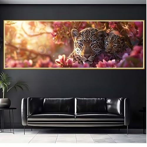 Diamond Painting Erwachsene Leopard Diamant Painting Bilder Kinder Tier Diamond Painting Eckige Steine 90x270cm DIY Diamant Malerei Groß Bastelset für Wohnzimmer und Schlafzimmer Wanddeko Geschenk M-5 von JIANFREY