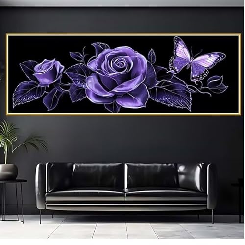 Diamond Painting Erwachsene Lila Diamant Painting Bilder Kinder Rose Diamond Painting Eckige Steine 30x90cm DIY Diamant Malerei Groß Bastelset für Wohnzimmer und Schlafzimmer Wanddeko Geschenk E-0 von JIANFREY