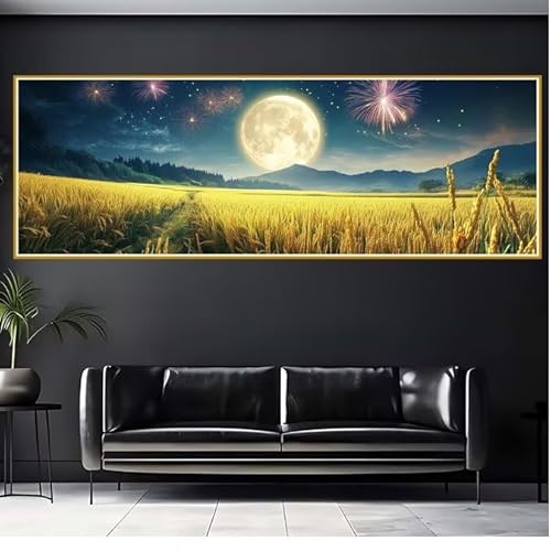 Diamond Painting Erwachsene Mond Diamant Painting Bilder Kinder Landschaft Diamond Painting Eckige Steine 90x270cm DIY Diamant Malerei Groß Bastelset für Wohnzimmer und Schlafzimmer Wanddeko O-3 von JIANFREY