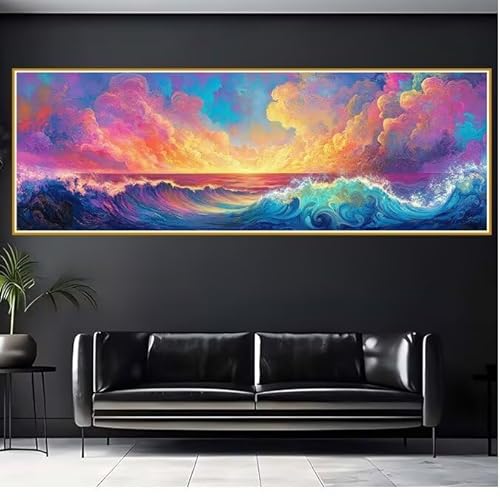 Diamond Painting Erwachsene Ozean Diamant Painting Bilder Kinder Bunt Diamond Painting Eckige Steine 90x270cm DIY Diamant Malerei Groß Bastelset für Wohnzimmer und Schlafzimmer Wanddeko Geschenk P-1 von JIANFREY