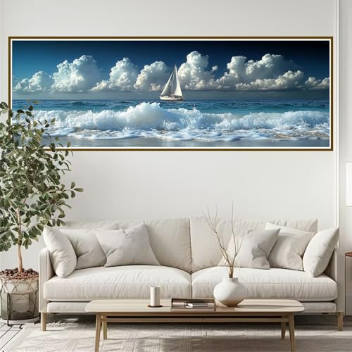 Diamond Painting Erwachsene Ozean Diamant Painting Bilder Kinder Landschaft Diamond Painting Runden Diamant 270 x 90 cm DIY Daiments Malerei Groß Bastelset für Wohnzimmer und Schlafzimmer Wanddeko K-1 von JIANFREY