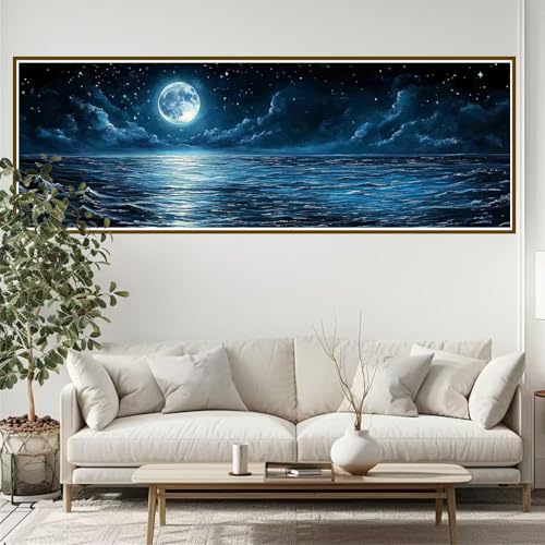 Diamond Painting Erwachsene Ozean Diamant Painting Bilder Kinder Mond Diamond Painting Runden Diamant 270 x 90 cm DIY Daiments Malerei Groß Bastelset für Wohnzimmer und Schlafzimmer Wanddeko Q-1 von JIANFREY