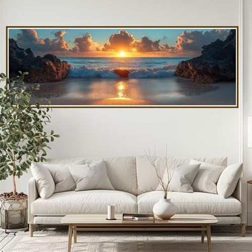 Diamond Painting Erwachsene Ozean Diamant Painting Bilder Kinder Sonnenuntergang Diamond Painting Runden Diamant 270 x 90 cm DIY Daiments Malerei Bastelset für Wohnzimmer und Schlafzimmer Wanddeko Z-2 von JIANFREY