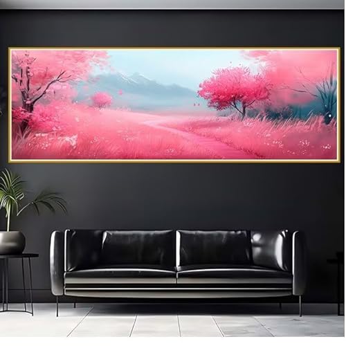 Diamond Painting Erwachsene Rosa Diamant Painting Bilder Kinder Landschaft Diamond Painting Eckige Steine 90x270cm DIY Diamant Malerei Groß Bastelset für Wohnzimmer und Schlafzimmer Wanddeko Y-9 von JIANFREY