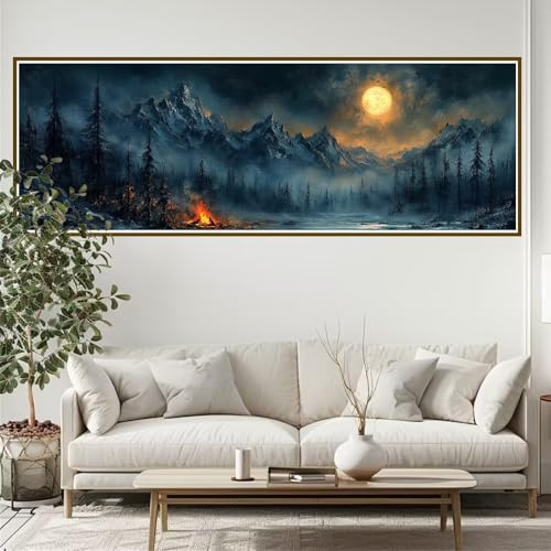 Diamond Painting Erwachsene Sonnenuntergang Diamant Painting Bilder Gebirge Diamond Painting Runden Diamant 90 x 30 cm DIY Daiments Malerei Bastelset für Wohnzimmer und Schlafzimmer Wanddeko E-2 von JIANFREY