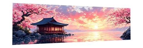 Diamond Painting Erwachsene Sonnenuntergang Diamant Painting Bilder Kinder Landschaft Diamond Painting Eckige Steine 90x270cm DIY Diamant Malerei Bastelset für Wohnzimmer und Schlafzimmer Wanddeko L-3 von JIANFREY