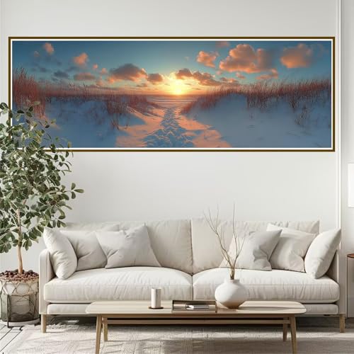 Diamond Painting Erwachsene Sonnenuntergang Diamant Painting Bilder Kinder Strand Diamond Painting Runden Diamant 90 x 30 cm DIY Daiments Malerei Bastelset für Wohnzimmer und Schlafzimmer Wanddeko D-3 von JIANFREY