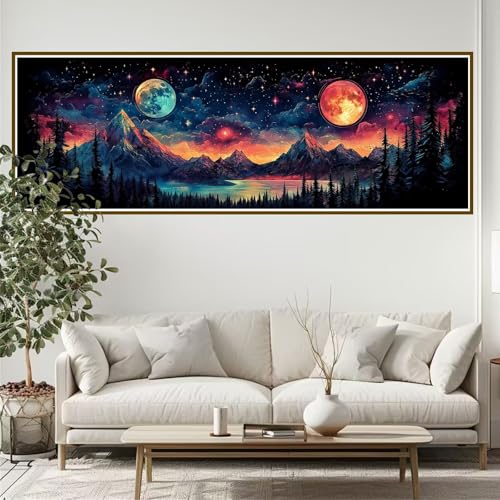 Diamond Painting Erwachsene Sternenhimmel Diamant Painting Bilder Kinder Gebirge Diamond Painting Runden Diamant 90 x 30 cm DIY Daiments Malerei Bastelset für Wohnzimmer und Schlafzimmer Wanddeko Y-7 von JIANFREY