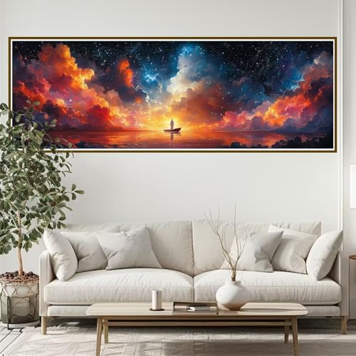 Diamond Painting Erwachsene Sternenhimmel Diamant Painting Bilder Landschaft Diamond Painting Runden Diamant 90 x 30 cm DIY Daiments Malerei Bastelset für Wohnzimmer und Schlafzimmer Wanddeko R-2 von JIANFREY