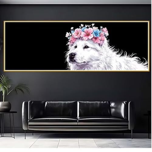 Diamond Painting Erwachsene Tier Diamant Painting Bilder Kinder Hund Diamond Painting Eckige Steine 90x270cm DIY Diamant Malerei Groß Bastelset für Wohnzimmer und Schlafzimmer Wanddeko Geschenk M-1 von JIANFREY