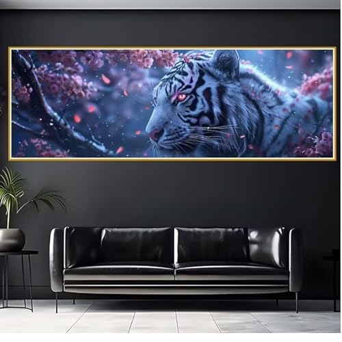 Diamond Painting Erwachsene Tiger Diamant Painting Bilder Kinder Tier Diamond Painting Eckige Steine 30x90cm DIY Diamant Malerei Groß Bastelset für Wohnzimmer und Schlafzimmer Wanddeko Geschenk U-0 von JIANFREY