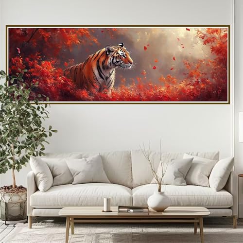 Diamond Painting Erwachsene Tiger Diamant Painting Bilder Kinder Tier Diamond Painting Runden Diamant 270 x 90 cm DIY Daiments Malerei Groß Bastelset für Wohnzimmer und Schlafzimmer Wanddeko E-9 von JIANFREY