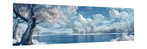 Diamond Painting Erwachsene Winter Diamant Painting Bilder Kinder Landschaft Diamond Painting Eckige Steine 90x270cm DIY Diamant Malerei Groß Bastelset für Wohnzimmer und Schlafzimmer Wanddeko J-6 von JIANFREY