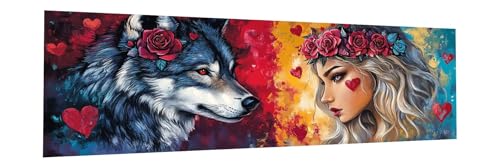 Diamond Painting Erwachsene Wolf Diamant Painting Bilder Kinder Schönheit Diamond Painting Eckige Steine 30x90cm DIY 5D Diamant Malerei Groß Bastelset für Wohnzimmer und Schlafzimmer Wanddeko A-9 von JIANFREY