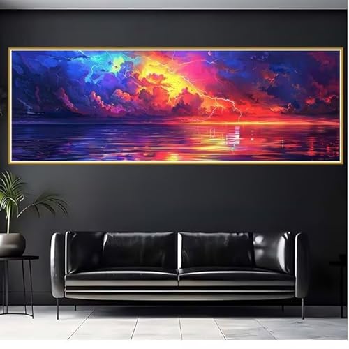 Diamond Painting Erwachsene Wolke Diamant Painting Bilder Kinder Landschaft Diamond Painting Eckige Steine 30x90cm DIY Diamant Malerei Groß Bastelset für Wohnzimmer und Schlafzimmer Wanddeko N-7 von JIANFREY