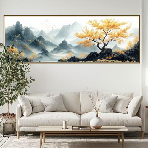 Diamond Painting Gebirge Diamond Painting Erwachsene Groß XXL 150 x 50 cm Baum Diamant Painting Bilder, DIY 5D Diamant Kunst Malerei Stickerei Kreuzstich Basteln Set Home Wand Dekor Geschenke P-1 von JIANFREY