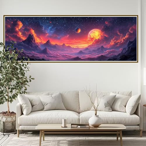 Diamond Painting Gebirge Diamond Painting Erwachsene Groß XXL 150 x 50 cm Mond Diamant Painting Bilder, DIY 5D Diamant Kunst Malerei Stickerei Kreuzstich Basteln Set Home Wand Dekor Geschenke V-2 von JIANFREY