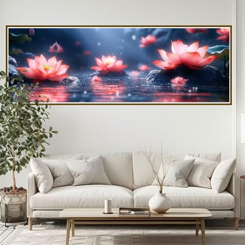 Diamond Painting Lotus Diamond Painting Erwachsene Groß XXL 150 x 50 cm Blume Diamant Painting Bilder, DIY 5D Diamant Kunst Malerei Stickerei Kreuzstich Basteln Set Home Wand Dekor Geschenke V-1 von JIANFREY