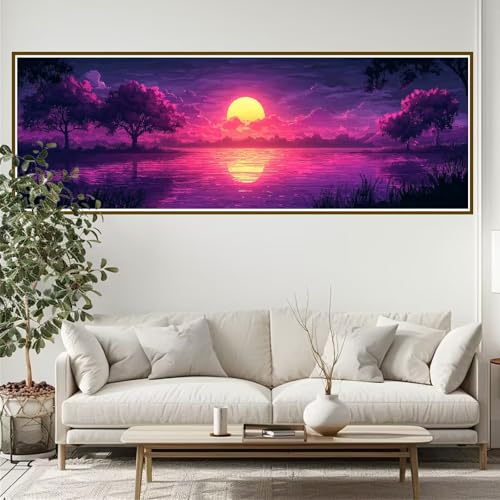 Diamond Painting Sonnenuntergang Diamond Painting Erwachsene Groß XXL 240 x 80 cm Landschaft Diamant Painting Bilder, DIY 5D Diamant Kunst Malerei Stickerei Kreuzstich Basteln Set Home Wand Dekor S-4 von JIANFREY