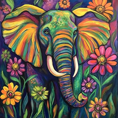 Diamond Painting Tier Diamant Painting Bilder Erwachsene Elefant Crystal Art Set, DIY 5D Runder Vollbohrer Diamanten Malerei Stickerei Kreuzstich Kunst Handwerk, Deko Wohnzimmer Geschenke 70x70 cm X-2 Diamond Painting Tier Diamant Painting Bilder Erwachsene Elefant Crystal Art Set, DIY 5D Runder Vollbohrer Diamanten Malerei Stickerei Kreuzstich Kunst Handwerk, Deko Wohnzimmer Geschenke 70x70 cm X-2 von JIANFREY