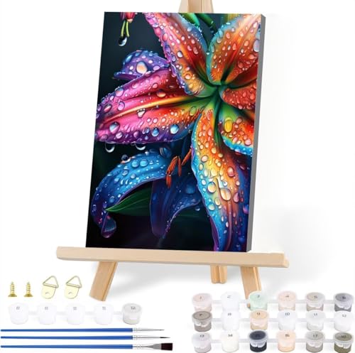 Malen Nach Zahlen Blume Malen Nach Zahlen Erwachsene Blume Malen Nach Zahlen Kinder DIY Handgemalt ölgemälde Bastelset mit 3 Pinseln und Acrylfarbe für Wanddeko Wohnzimmer Geschenke 70 x 90 cm I-6 von JIANFREY