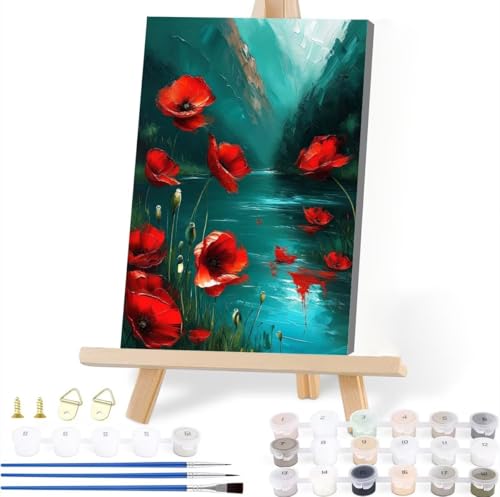 Malen Nach Zahlen Blume Malen Nach Zahlen Erwachsene Landschaft Malen Nach Zahlen Kinder DIY Handgemalt ölgemälde Bastelset mit 3 Pinseln und Acrylfarbe, Wanddeko Wohnzimmer Geschenke 70 x 90 cm O-4 von JIANFREY