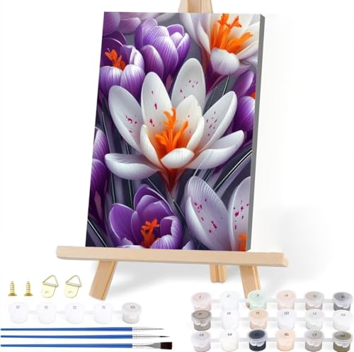 Malen Nach Zahlen Blume Malen Nach Zahlen Erwachsene Orchidee Malen Nach Zahlen Kinder DIY Handgemalt ölgemälde Bastelset mit 3 Pinseln und Acrylfarbe für Wanddeko Wohnzimmer Geschenke 70 x 90 cm K-8 von JIANFREY