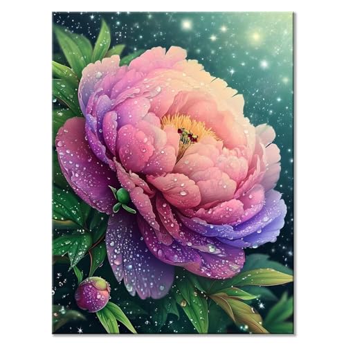 Malen Nach Zahlen Blume Malen Nach Zahlen Erwachsene Rosa Blumen Malen Nach Zahlen Kinder DIY Handgemalt ölgemälde Bastelset mit 3 Pinseln und Acrylfarbe, Wanddeko Wohnzimmer Geschenke 40 x 50 cm H-0 von JIANFREY