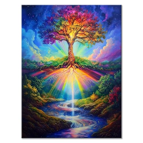 Malen Nach Zahlen Erwachsene Baum Malen Nach Zahlen Bunt Malen-Nach-Zahlen ab 7 8 9 10 Jahre Mädchen Jungen Geschenke, Paint by Numbers Kinder Anfänger Leinwand Malen Wall Decoration 70 x 90 cm H-7 von JIANFREY