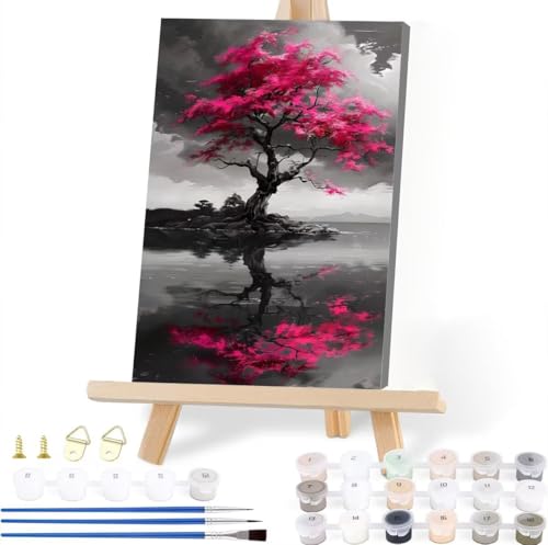 Malen Nach Zahlen Erwachsene Baum Malen Nach Zahlen Landschaft Malen-Nach-Zahlen ab 7 8 9 10 Jahre Mädchen Jungen Geschenke, Paint by Numbers Kinder DIY Leinwand Malen Wall Decoration 30 x 40 cm Y-6 von JIANFREY