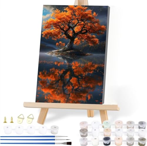 Malen Nach Zahlen Erwachsene Baum Malen Nach Zahlen Landschaft Malen-Nach-Zahlen ab 7 8 9 10 Jahre Mädchen Jungen Geschenke, Paint by Numbers Kinder DIY Leinwand Malen Wall Decoration 50 x 70 cm C-8 von JIANFREY