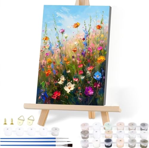 Malen Nach Zahlen Erwachsene Blume Malen Nach Zahlen Blume Malen-Nach-Zahlen ab 7 8 9 10 Jahre Mädchen Jungen Geschenke, Paint by Numbers Kinder DIY Leinwand Malen Wall Decoration 30 x 40 cm Q-8 von JIANFREY