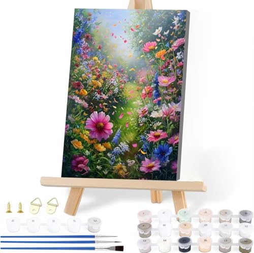 Malen Nach Zahlen Erwachsene Blume Malen Nach Zahlen Blume Malen-Nach-Zahlen ab 7 8 9 10 Jahre Mädchen Jungen Geschenke, Paint by Numbers Kinder DIY Leinwand Malen Wall Decoration 30 x 40 cm U-9 von JIANFREY