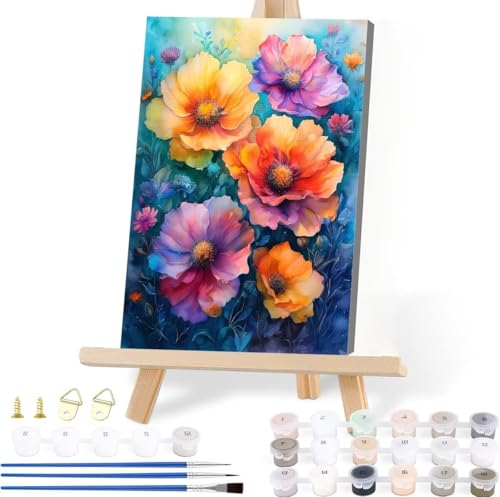 Malen Nach Zahlen Erwachsene Blume Malen Nach Zahlen Mohn Malen-Nach-Zahlen ab 7 8 9 10 Jahre Mädchen Jungen Geschenke, Paint by Numbers Kinder Anfänger Leinwand Malen Wall Decoration 60 x 80 cm Q-9 von JIANFREY