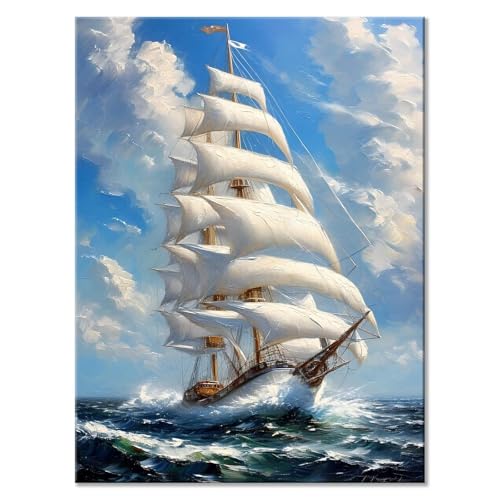 Malen Nach Zahlen Erwachsene Boot Malen Nach Zahlen Landschaft Malen-Nach-Zahlen ab 7 8 9 10 Jahre Mädchen Jungen Geschenke, Paint by Numbers Kinder DIY Leinwand Malen Wall Decoration 20 x 25 cm I-9 von JIANFREY