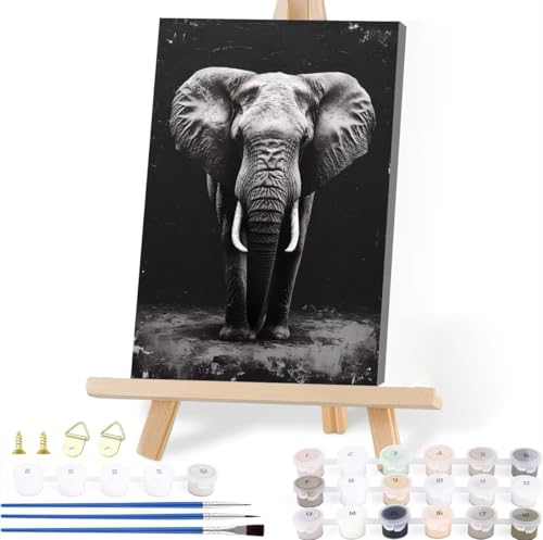 Malen Nach Zahlen Erwachsene Elefant Malen Nach Zahlen Tier Malen-Nach-Zahlen ab 7 8 9 10 Jahre Mädchen Jungen Geschenke, Paint by Numbers Kinder DIY Leinwand Malen Wall Decoration 70 x 90 cm G-3 von JIANFREY