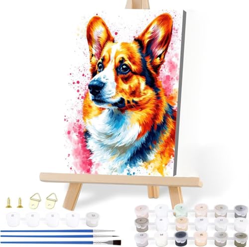 Malen Nach Zahlen Erwachsene Hund Malen Nach Zahlen Tier Malen-Nach-Zahlen ab 7 8 9 10 Jahre Mädchen Jungen Geschenke, Paint by Numbers Kinder Anfänger Leinwand Malen Wall Decoration 30 x 40 cm Q-2 von JIANFREY