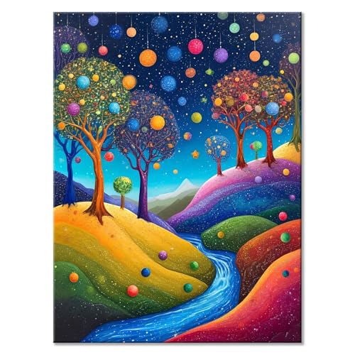 Malen Nach Zahlen Erwachsene Landschaft Malen Nach Zahlen Baum Malen-Nach-Zahlen ab 7 8 9 10 Jahre Mädchen Jungen Geschenke, Paint by Numbers Kinder DIY Leinwand Malen Wall Decoration 30 x 40 cm H-0 von JIANFREY