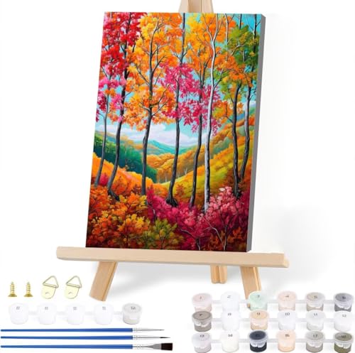 Malen Nach Zahlen Erwachsene Landschaft Malen Nach Zahlen Baum Malen-Nach-Zahlen ab 7 8 9 10 Jahre Mädchen Jungen Geschenke, Paint by Numbers Kinder DIY Leinwand Malen Wall Decoration 30 x 40 cm L-9 von JIANFREY