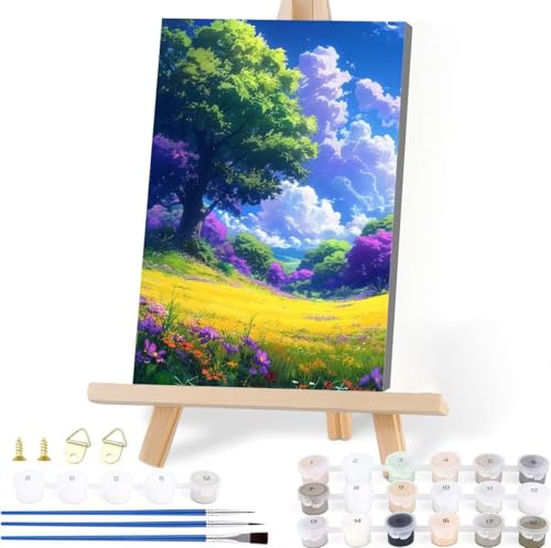 Malen Nach Zahlen Erwachsene Landschaft Malen Nach Zahlen Baum Malen-Nach-Zahlen ab 7 8 9 10 Jahre Mädchen Jungen Geschenke, Paint by Numbers Kinder DIY Leinwand Malen Wall Decoration 50 x 70 cm B-6 von JIANFREY