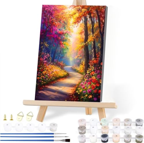 Malen Nach Zahlen Erwachsene Landschaft Malen Nach Zahlen Blume Malen-Nach-Zahlen ab 7 8 9 10 Jahre Mädchen Jungen Geschenke, Paint by Numbers Kinder DIY Leinwand Malen Wall Decoration 30 x 40 cm V-6 von JIANFREY