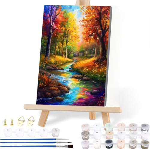 Malen Nach Zahlen Erwachsene Landschaft Malen Nach Zahlen Herbst Malen-Nach-Zahlen ab 7 8 9 10 Jahre Mädchen Jungen Geschenke, Paint by Numbers Kinder DIY Leinwand Malen Wall Decoration 30 x 40 cm G-2 von JIANFREY