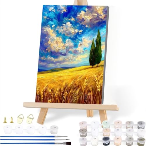 Malen Nach Zahlen Erwachsene Landschaft Malen Nach Zahlen Herbst Malen-Nach-Zahlen ab 7 8 9 10 Jahre Mädchen Jungen Geschenke, Paint by Numbers Kinder DIY Leinwand Malen Wall Decoration 40 x 50 cm M-4 von JIANFREY