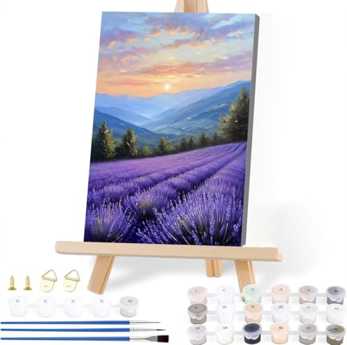 Malen Nach Zahlen Erwachsene Landschaft Malen Nach Zahlen Hyazinthe Malen-Nach-Zahlen ab 7 8 9 10 Jahre Mädchen Jungen Geschenke, Paint by Numbers Kinder DIY Leinwand Wall Decoration 20 x 25 cm W-1 von JIANFREY