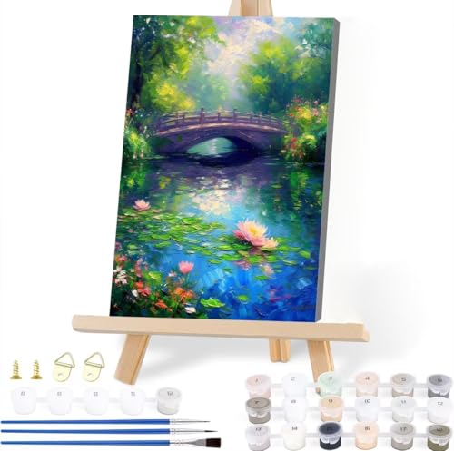 Malen Nach Zahlen Erwachsene Landschaft Malen Nach Zahlen Lotus Malen-Nach-Zahlen ab 7 8 9 10 Jahre Mädchen Jungen Geschenke, Paint by Numbers Kinder DIY Leinwand Malen Wall Decoration 45 x 60 cm Q-3 von JIANFREY