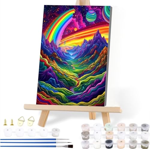 Malen Nach Zahlen Erwachsene Landschaft Malen Nach Zahlen Regenbogen Malen-Nach-Zahlen ab 7 8 9 10 Jahre Mädchen Jungen Geschenke, Paint by Numbers Kinder DIY Leinwand Wall Decoration 45 x 60 cm Q-9 von JIANFREY