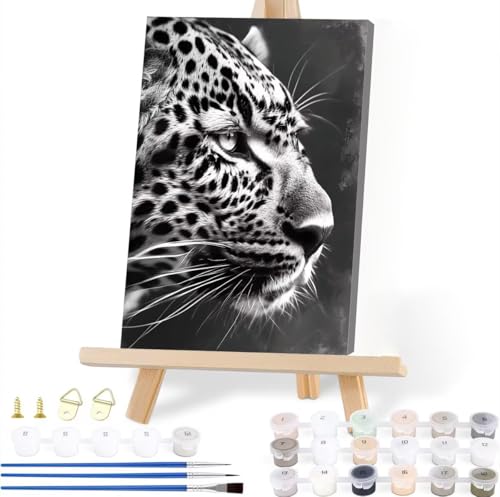 Malen Nach Zahlen Erwachsene Leopard Malen Nach Zahlen Tier Malen-Nach-Zahlen ab 7 8 9 10 Jahre Mädchen Jungen Geschenke, Paint by Numbers Kinder DIY Leinwand Malen Wall Decoration 50 x 70 cm Y-9 von JIANFREY