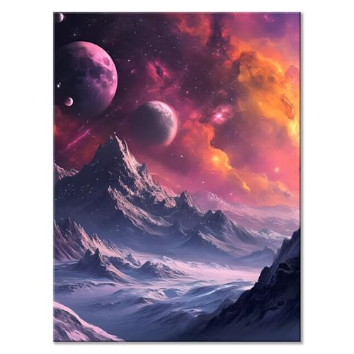 Malen Nach Zahlen Erwachsene Mond Malen Nach Zahlen Landschaft Malen-Nach-Zahlen ab 7 8 9 10 Jahre Mädchen Jungen Geschenke, Paint by Numbers Kinder DIY Leinwand Malen Wall Decoration 45 x 60 cm Z-8 von JIANFREY